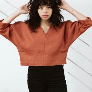 Only Child Tierra top in rust linen
